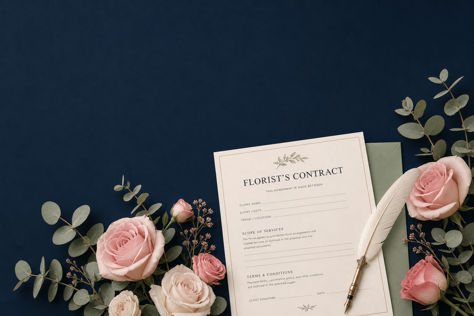 Contrat fleuriste événementiel avec conditions générales de vente