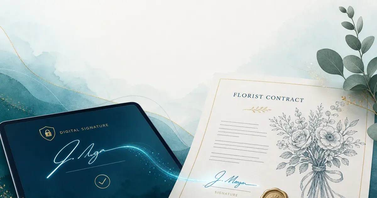 Signature électronique d'un devis fleuriste sur tablette