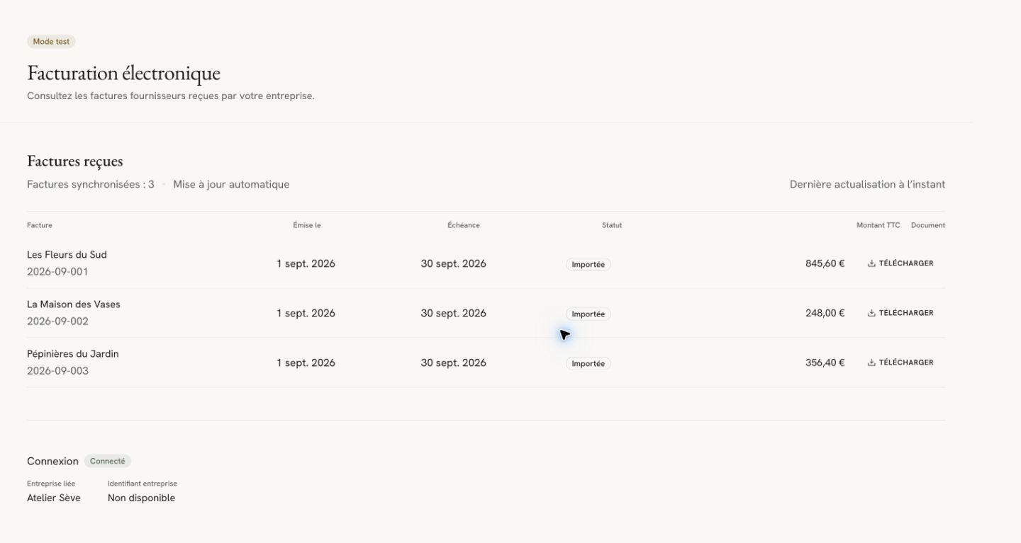 Flolya workspace for receiving electronic supplier invoices